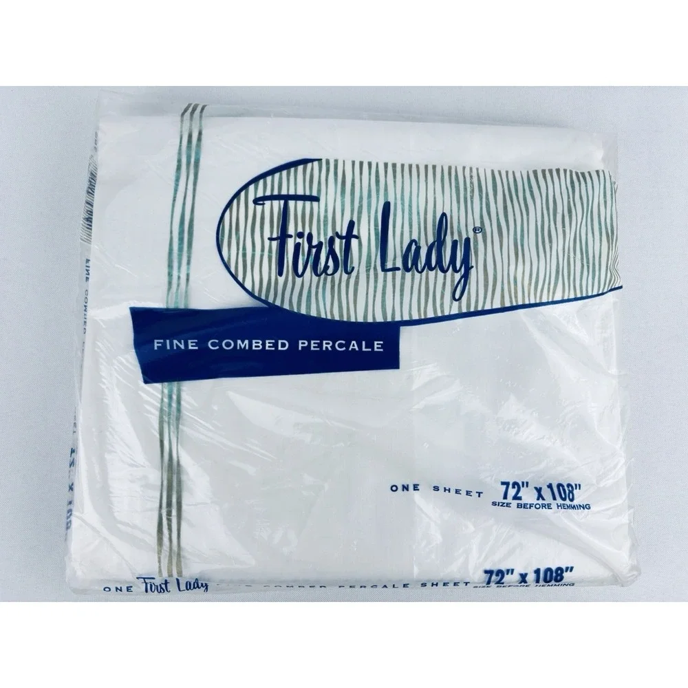 First Lady Fine Combed‎ Percale Twin Bed Flat Sheet 72 x108 White Vintage